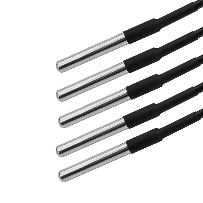 DS18B20 Temperatursensor 5 Stück 5 m Edelstahl wasserdichtes Kabelpaket Digitaler Thermostat Temperaturfühler