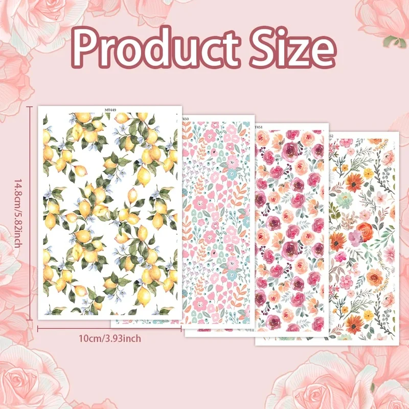 Elegant Sea of Flowers Polymer Clay Transfer Paper Water Soluble Disposable Stickers Line Dot Doodle Design DIY Earring Pendant