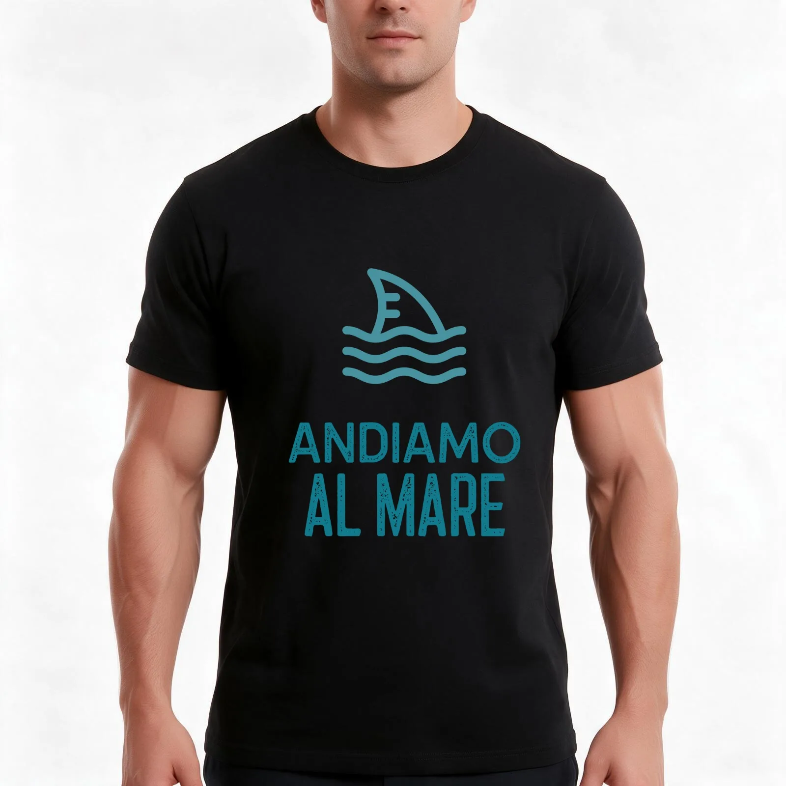 Andiamo Al Mare T-Shirt, Summer Casual Cotton Tee, Oversized Streetwear Tops, Vintage Graphic Print, Loose Fit Short Sleeve