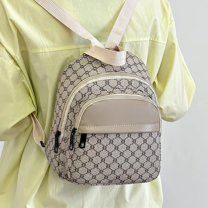 Neutral color tote bag for men and women with multi-color design, suitable for travel and outings. PU backpack.