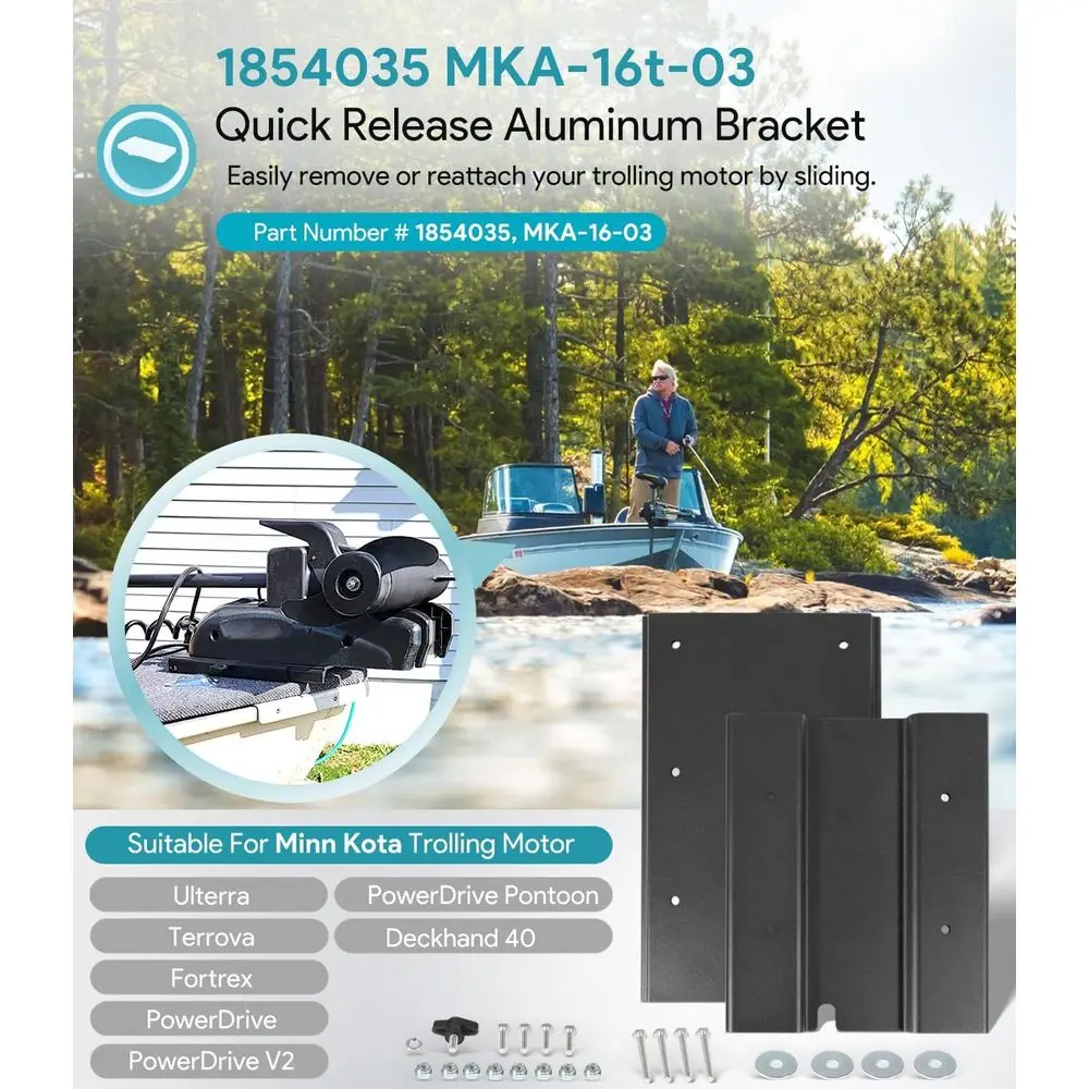 1854035 MKA-16-03 Trolling Motor Quick Release Bracket, Compatible with Various Models, Black