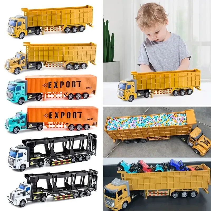 組み立てモデルダイキャストキッドモデル合金カーキャリアトラッククラシック車両プルバックカー男の子のおもちゃ新しい金属トラック