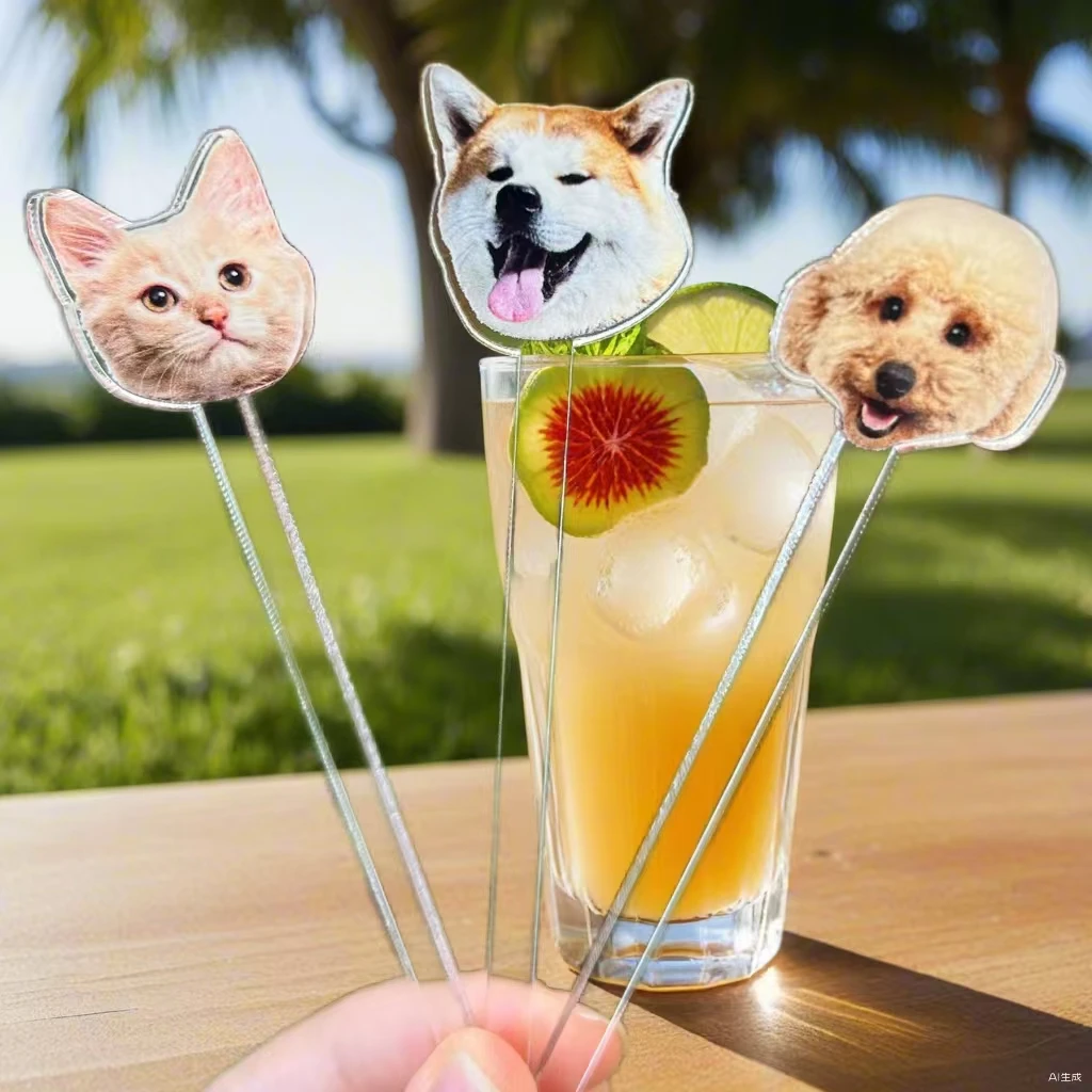 30/50/70/100pcs Personalized Acrylic printing Dog Cat Drink Stir Stick, Custom Pet Watercolor Acrylic Cocktail, Weeding Party