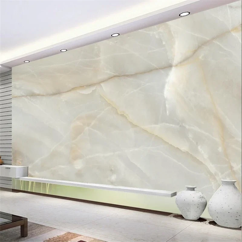 Custom wallpaper 3d mural abstract atmosphere beige light elegant TV background wall luxury gold landscape marble stone pattern