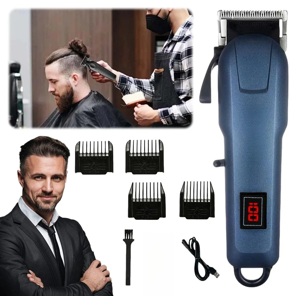 Electric Hair Clippers W/ Display Professional Barber Clippers W/ Guide Combs for Mens Baby Kids Adult Daily Travel Use