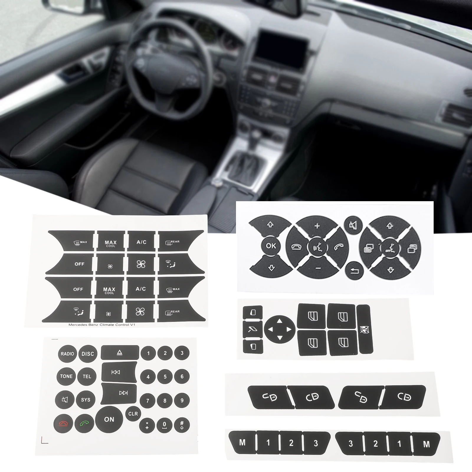 Button Stickers Button Repair For SL-Class R231 For SLK-Class R172 For W204 S204 C204 for facelift For A-Class W176