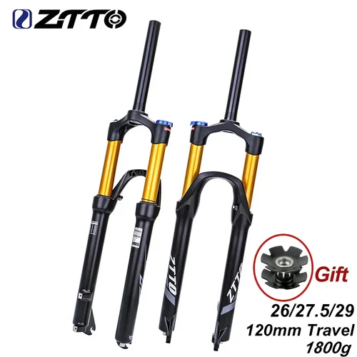 ZTTO MTB バイクエアフォーク 120 ミリメートルトラベルマウンテン自転車フロントサスペンション 26 27.5 29 インチ QR クイックリリースストレートチューブ 1 1/8