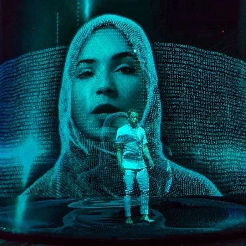 4X3M 5X3M ثلاثية الأبعاد هولو شبكة شاشة جهاز عرض هولوجرام هولو الشاش الإسقاط المجسم لعرض المسرح الموسيقى الحفل