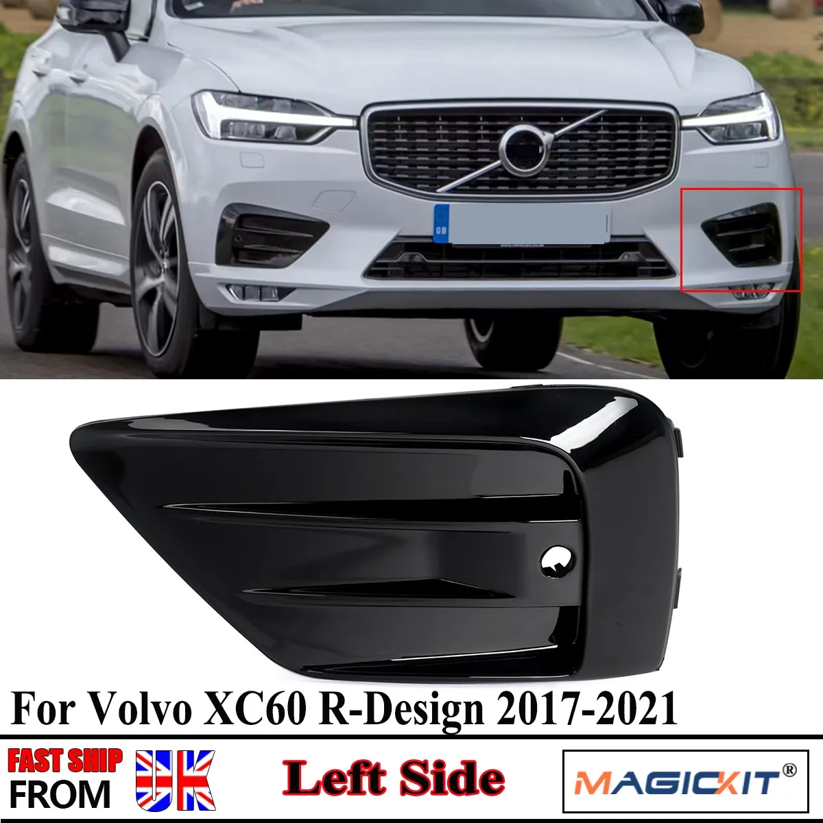 Fog Light Grille Gloss Black For Volvo Xc60 2017 2018 2019 2020 2021 Front Left right Lower Bumper fog lamp cover cap