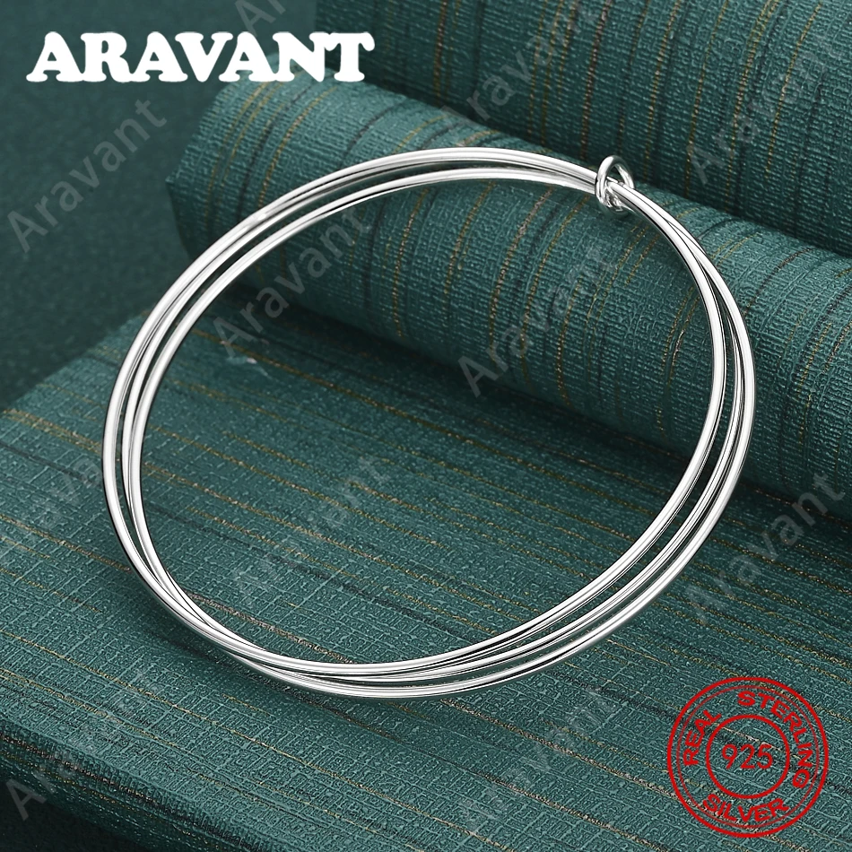 

Браслет из стерлингового серебра 925 пробы с тремя кольцами — свежий и элегантный дизайн для женских обручальных украшений