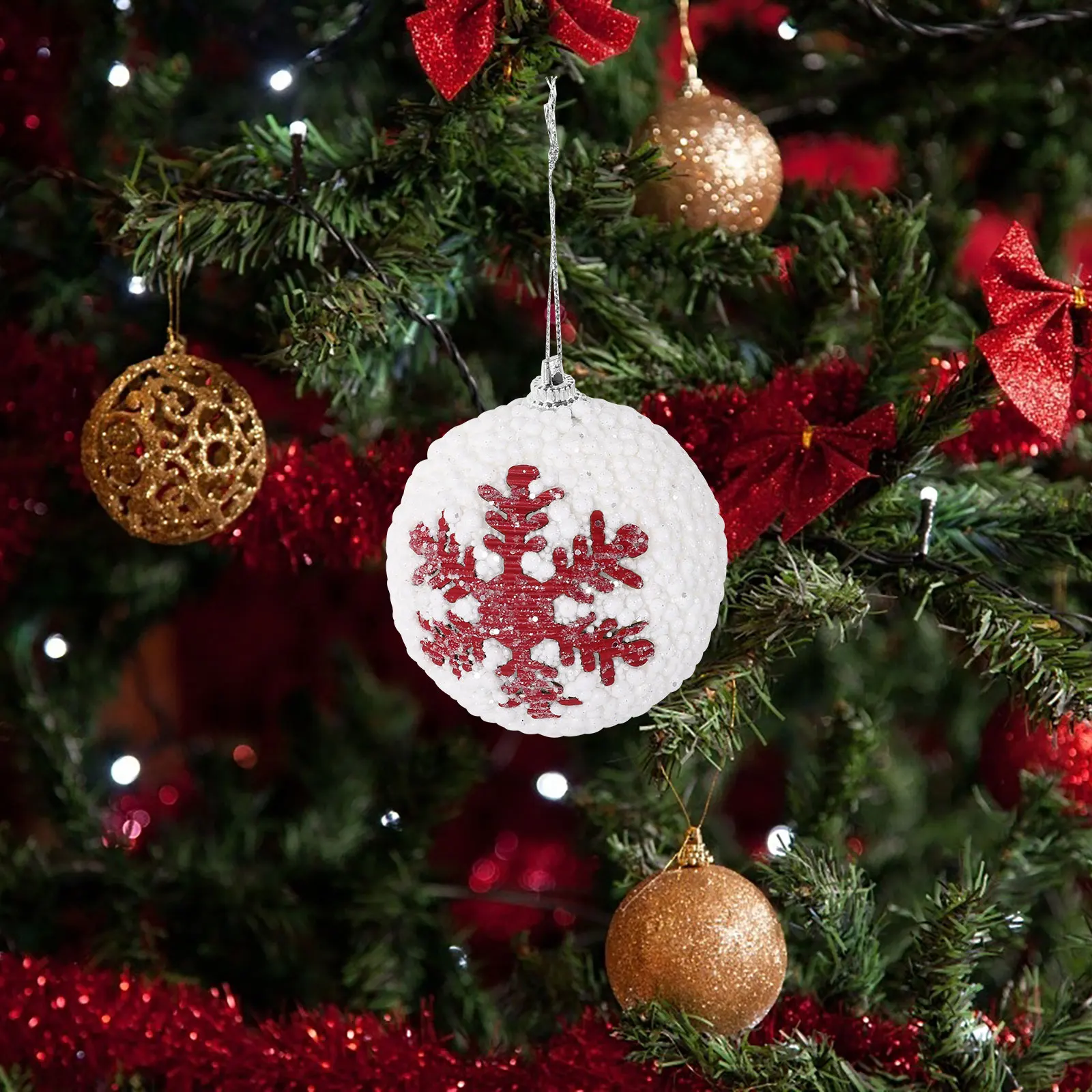 

6Pcs Christmas Hanging Ball Ornaments Lightweight Plastic Xmas Tree Decoration Indoor Outdoor Use Christmas Tree Hanging Ball