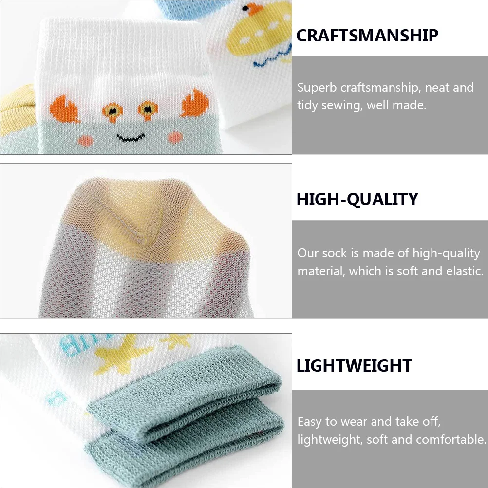 

Summer Thin Cotton Socks For Kids Baby Unisex Middle Tube Mesh Breathable Lightweight Comfortable Durable Wear