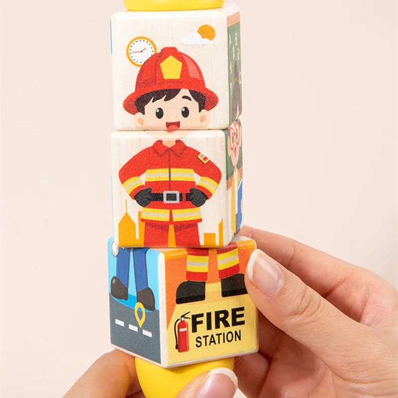 Rotating Cognitive Puzzle Spinning Building Blocks for Kids Early Educational Learning Creative Toys Cognition Matching Game