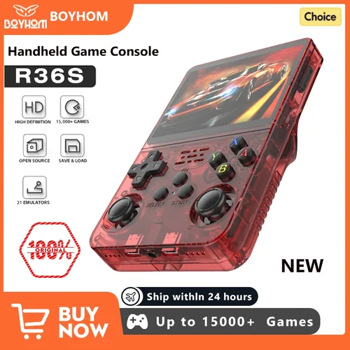 Imagen 2 del producto Nuevo rojo R36S 128GB consola de videojuegos portátil Retro sistema Linux pantalla IPS de 3,5 pulgadas bolsillo portátil 64GB juegos regalo para niños