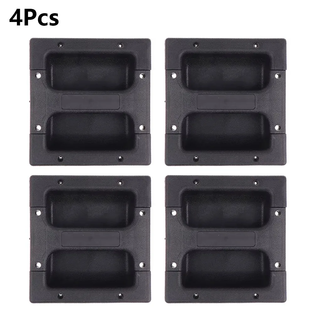 4Pcs 148x140mm Recessed Speaker Handle Black 5mm Mounting Screw Hole Guitar Amp Handle Recessed Design PP Plastic