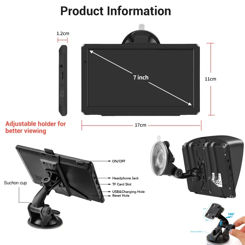 7inch X20-1-S  Sunshade  8G+256M Multi-functional touch screen GPS navigation Car GPS Navigation Device Truck Car North America