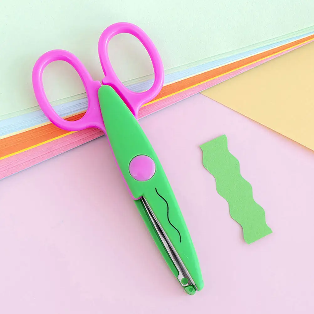 

6Pcs Scissors Lace Pattern Rounded Safety Edge Comfortable DIY Craft Paper Cutting Multipurpose Lace Scissors