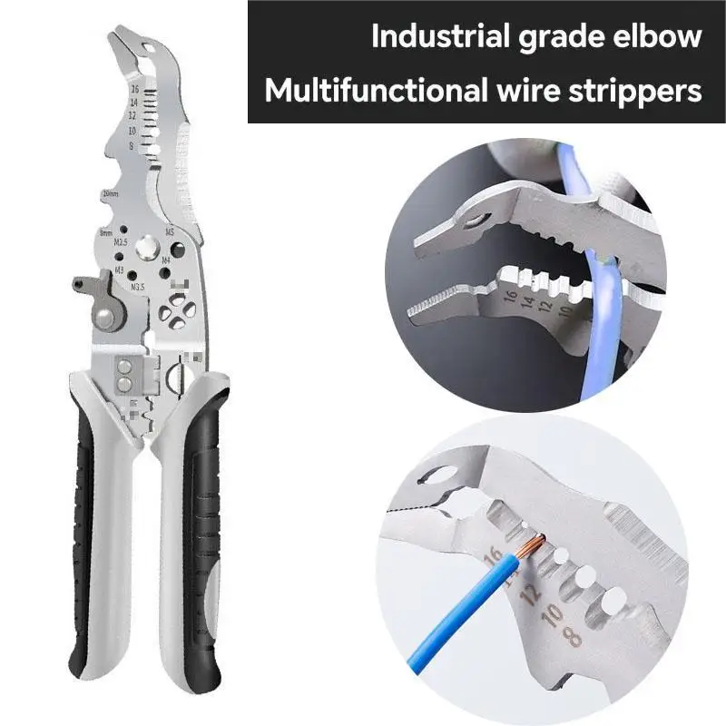 

Elbow Wire Stripping Pliers Electricians Multi-Function Handheld Cable Cutting And Press Terminal Branching Pliers Crimping Tool