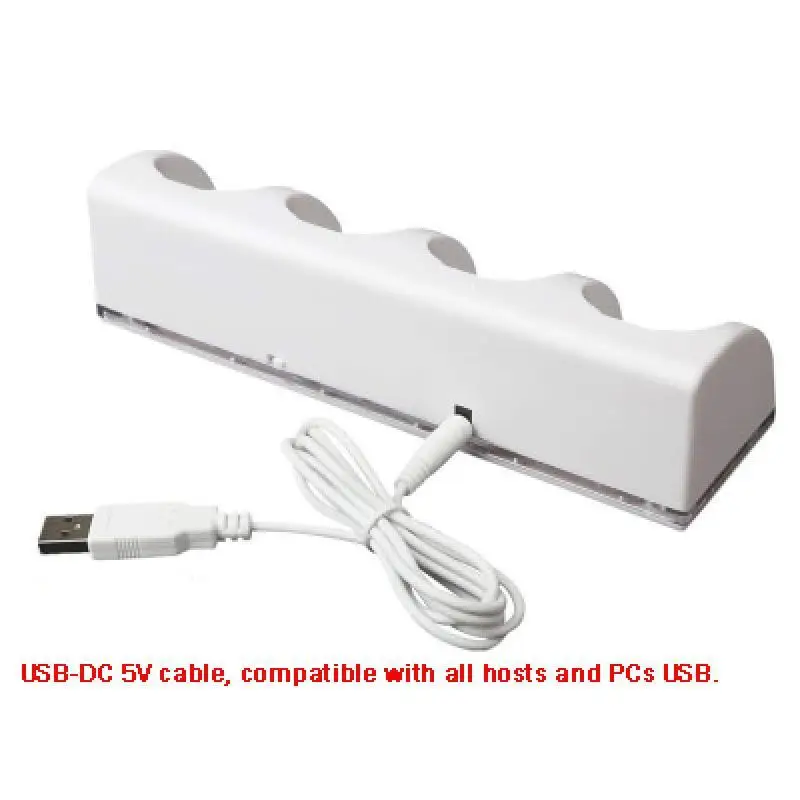 Baterías recargables de 2800mAh + cargador Quad 4, Kit de estación de acoplamiento para Nintendo Wii, mando a distancia Wii, cargador blanco