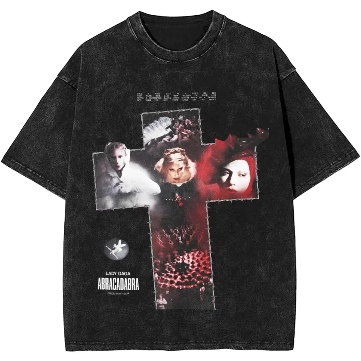 

2026 Ladys Gagas Mayhem New Album Fashion Vintage Washed Tshirt Streetwear Short-Sleeve Tee Casual Men And Women Clothing