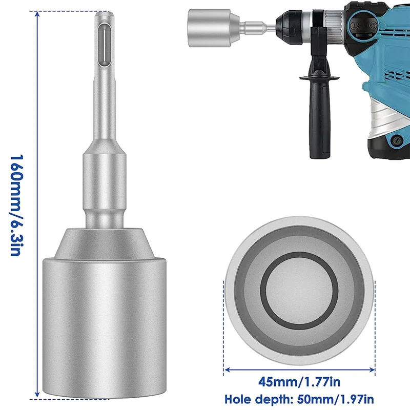 SDS-Plus T Post Ground Rod Driver, Drill Bit Driver Durable Hammer Drill Rod Converter for Hammer Drill Grounding Rods B