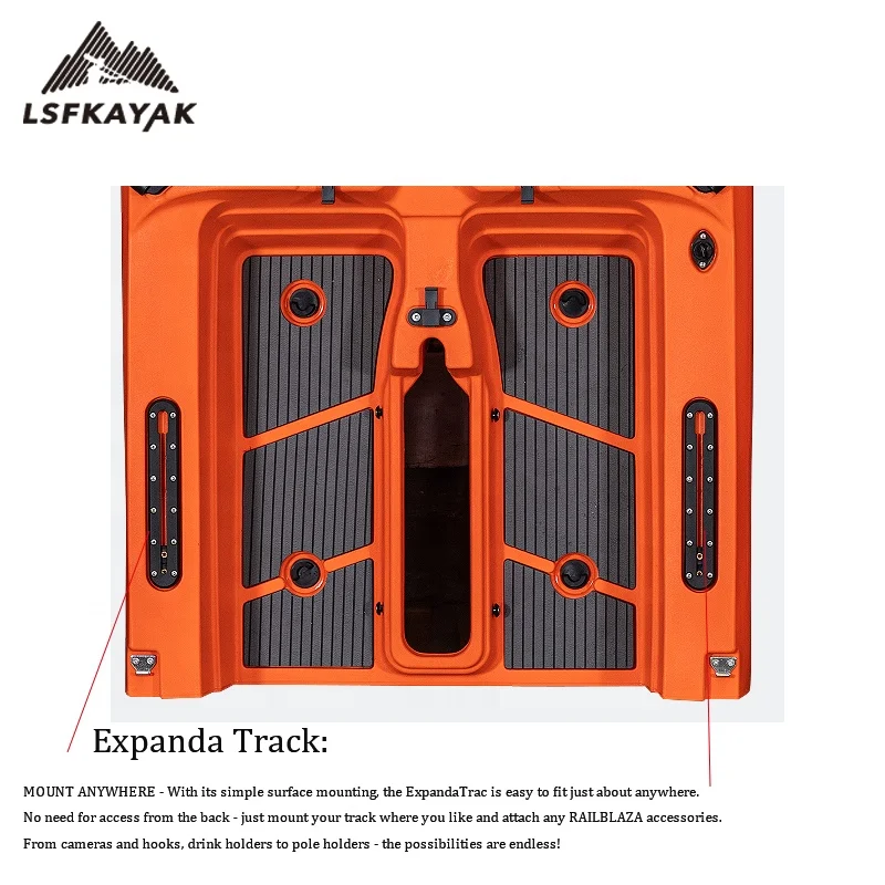 Three Pieces Single or Double Pedal Kayak Modular Plastic Fishing Detachable Kayak With Propeller Pedal Drive System