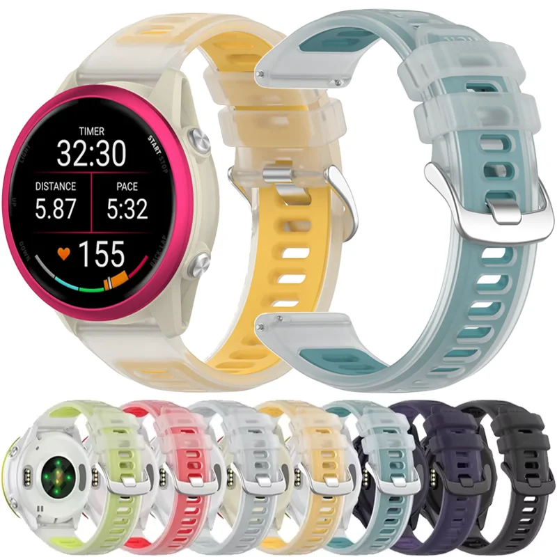 Correa de silicona color gelatina para Garmin Forerunner 570/970/55/165/965/265 correa transparente de dos tonos para cinturón Vivoactive 6-5/Venu 3