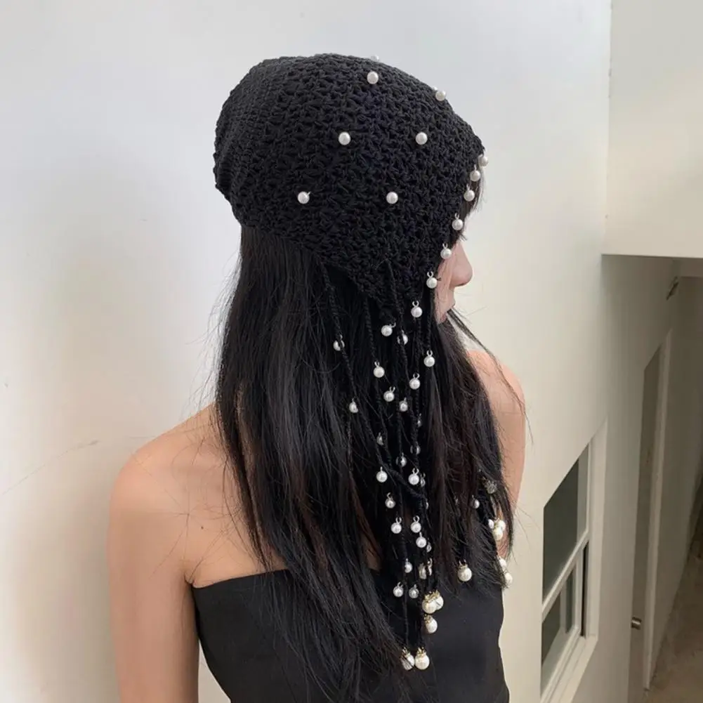 Women Hat Solid Color Faux Pearl Design Women Spring Autumn Knitted Hat Beanie Cap Decor For Daily Wear Sombrero De Punto