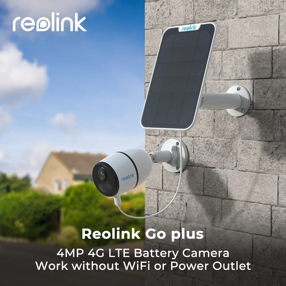 Reolink 4G LTE IP Camera Go Plus 4MP Battery Solar Powered Wireless Human/Car Detection Security Protection Mobile Network