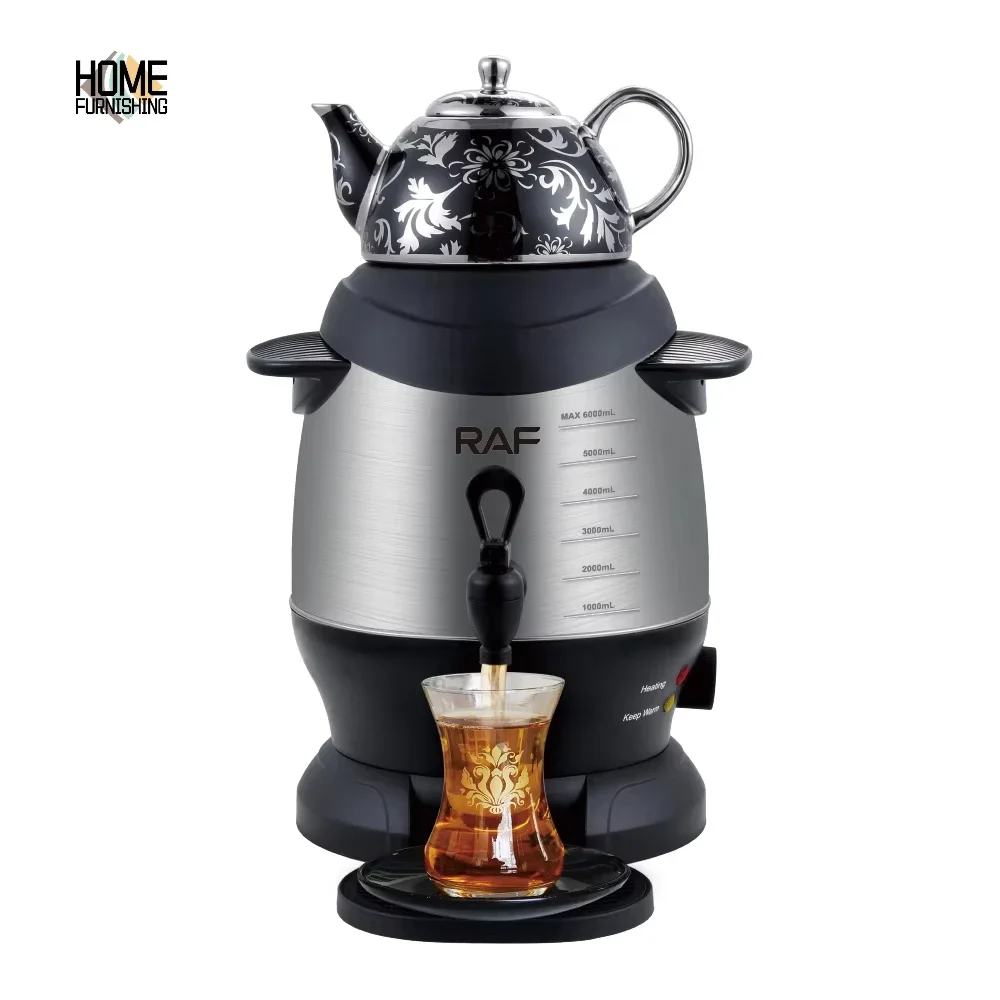 Raf Brand Luxury Classic Practical Design Samovar tea maker 1800w 6L faucet stainless steel ceramic