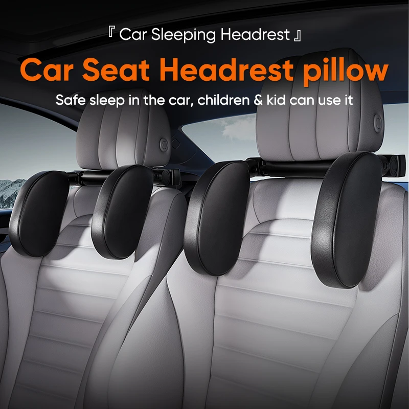Long-Distance Travel Comfort Adjustable Car Headrest Waterproof  Leather Memory Foam Car Head Support for Adults and Children