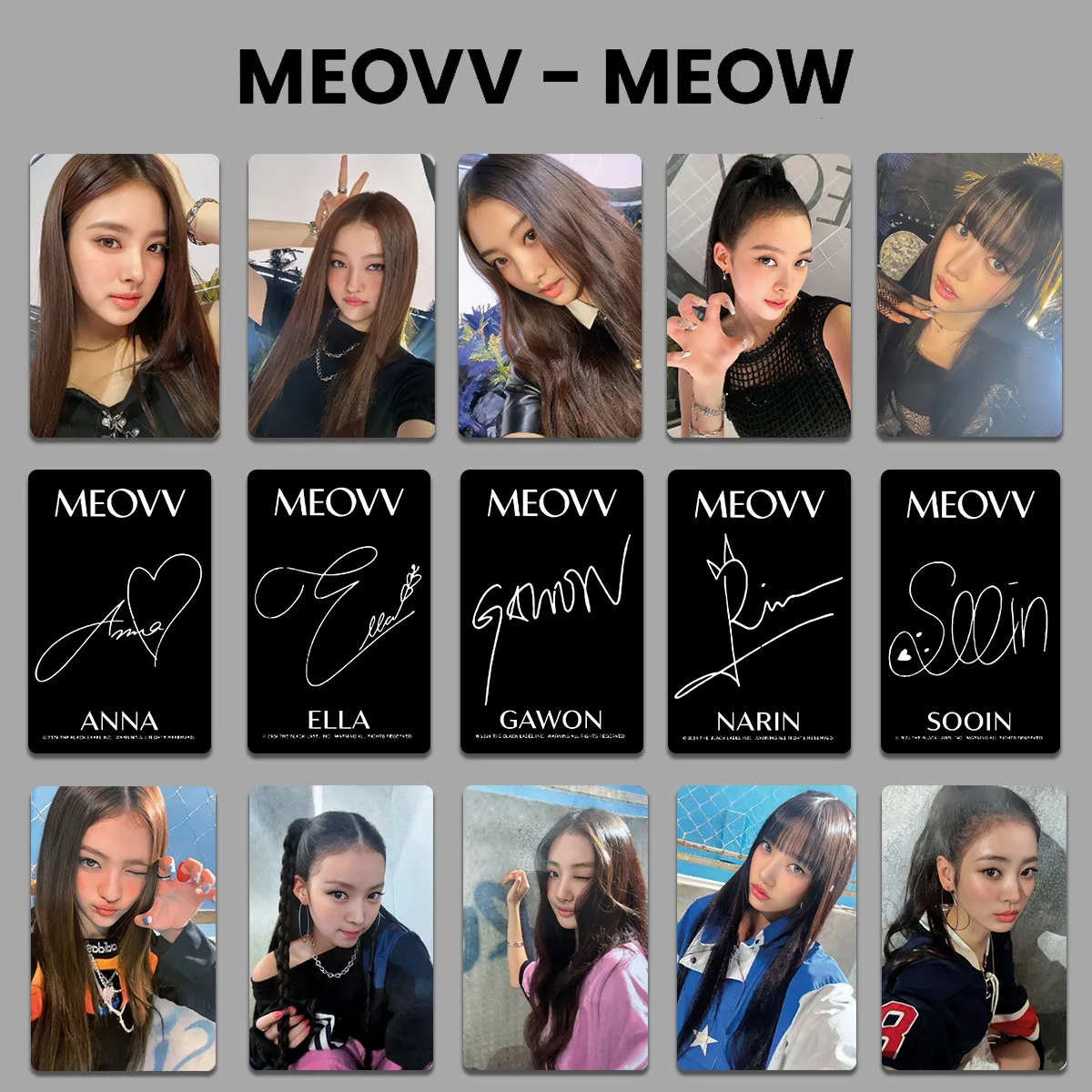 5Pcs/Set KPOP MEOVV Album MEOW Photocards SOOIN GAWON NARIN ELLA ANNA Postcards Double-sided LOMO Cards Fans Collect Gift