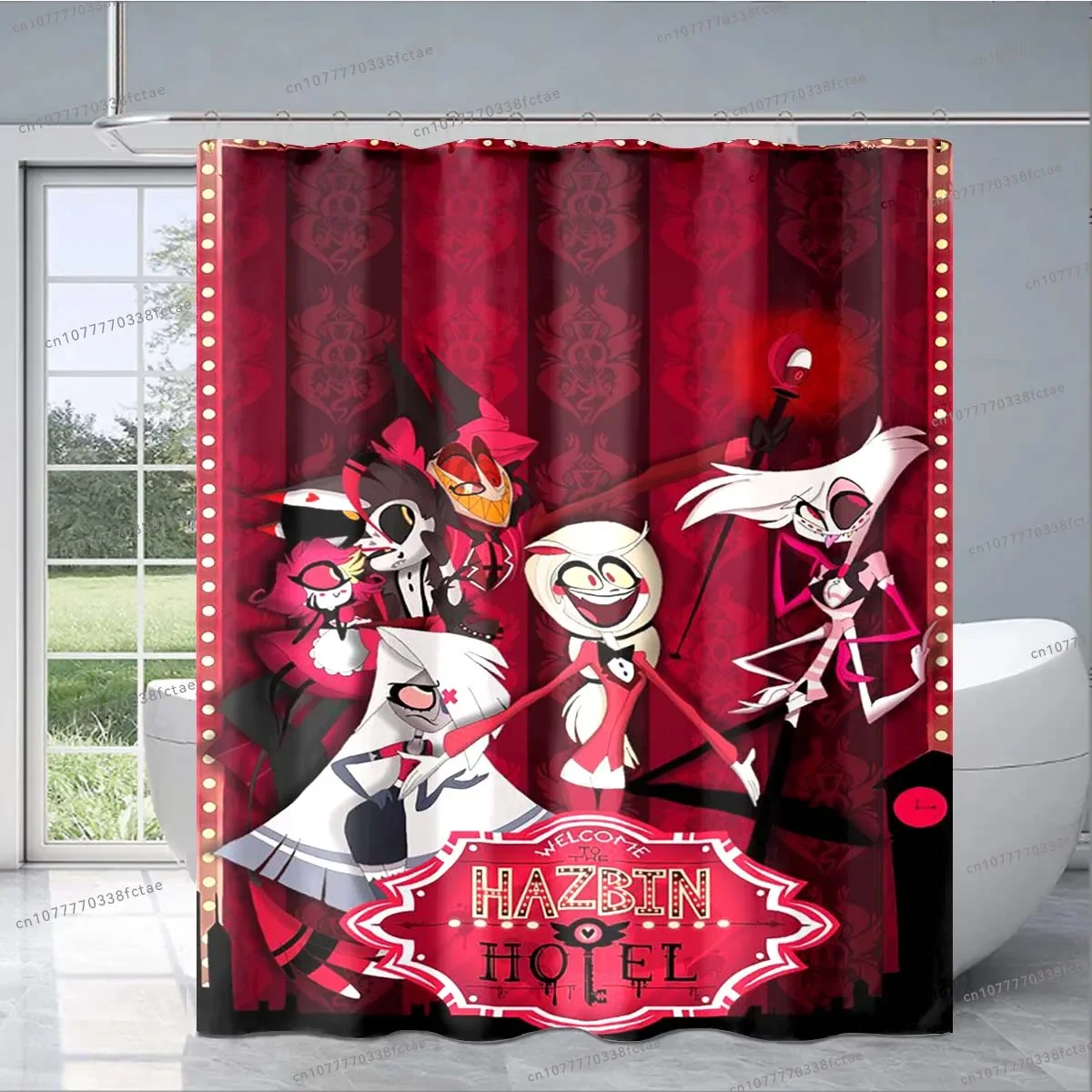 Штора для душа Helluva Boss, комедия, принт фильма, занавеска для душа с мультяшным красным рисунком, модное украшение для ванной комнаты для взрослых и детей