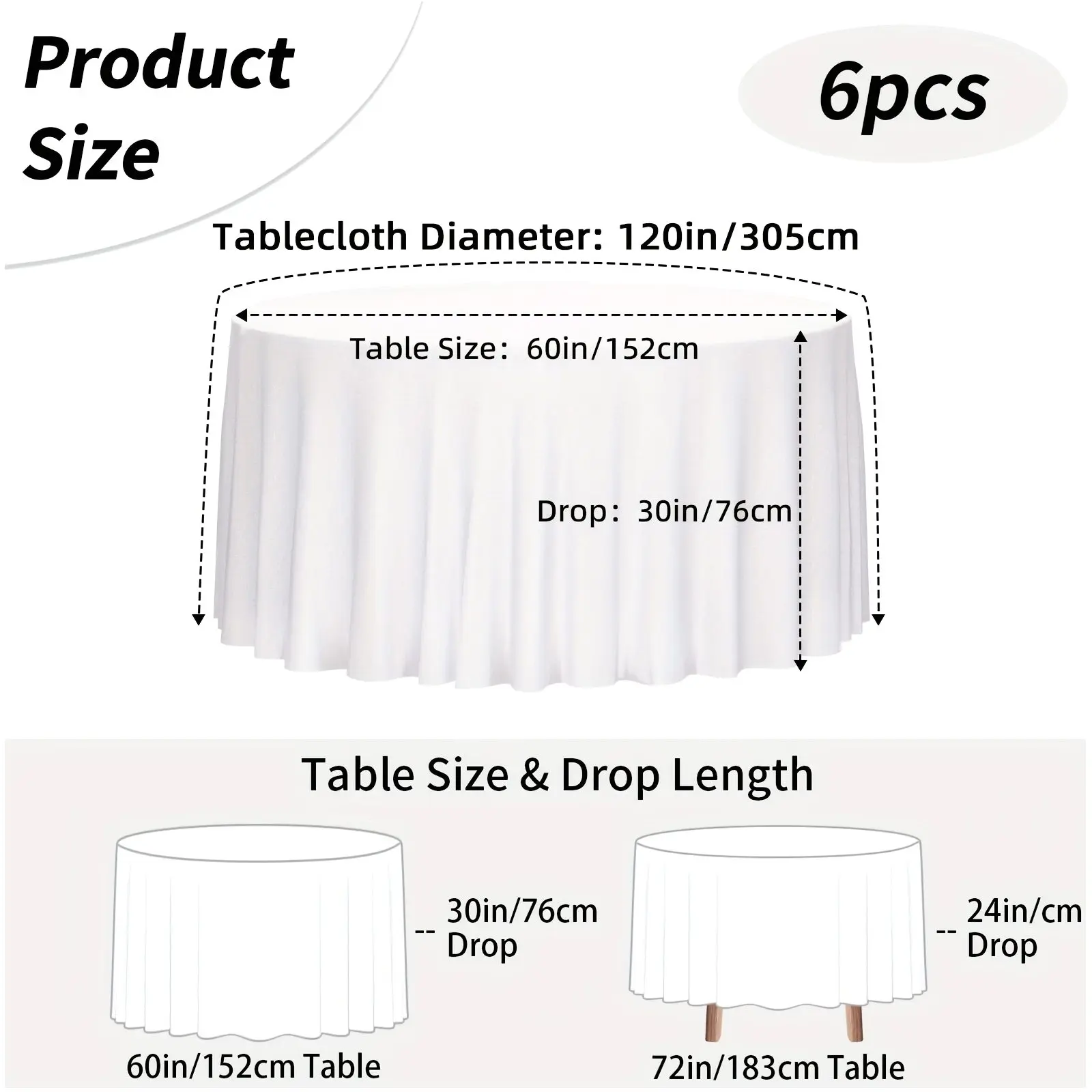 Round Tablecloth – 120 Inch Washable Cotton-Polyester Blend, Soft & Wrinkle-Resistant, Ideal for Weddings, Birthdays, Holidays,