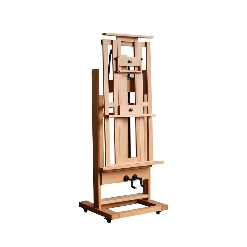 

Professional oversized H-shaped double rocker easel Heavy-duty wooden, removable with wheels, watercolor/oil easel