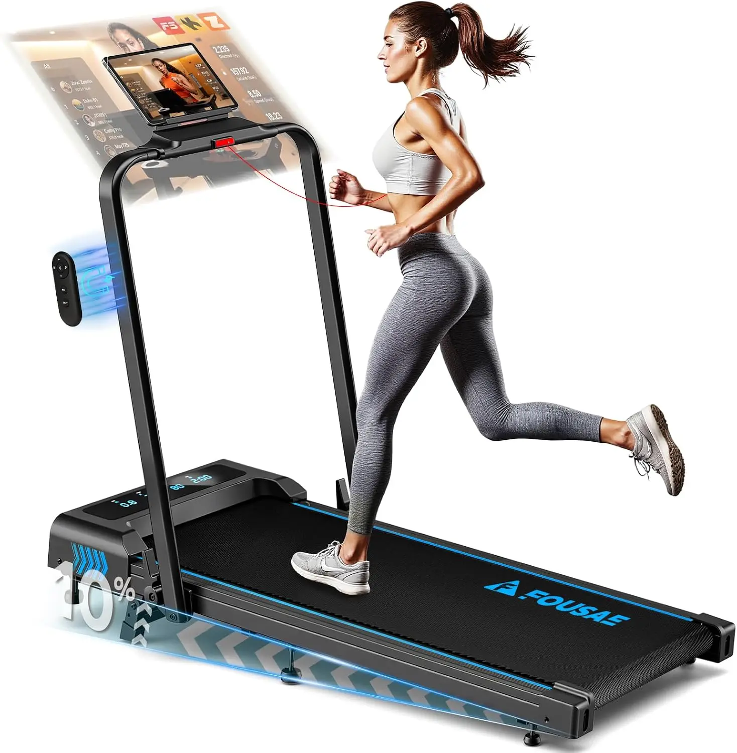 Treadmills for Home, App Compatible, 5 in 1 7.5MPH Foldable Treadmill with 10% Incline, 3.0HP Brushless Drive, 12 HIIT Programs,