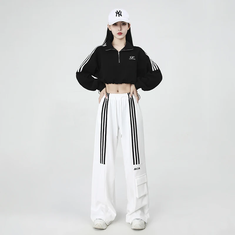 طقم رقص فيتن للنساء، زي أداء الجاز للطالبات، ملابس لفعاليات نهاية العام من القطن المرن