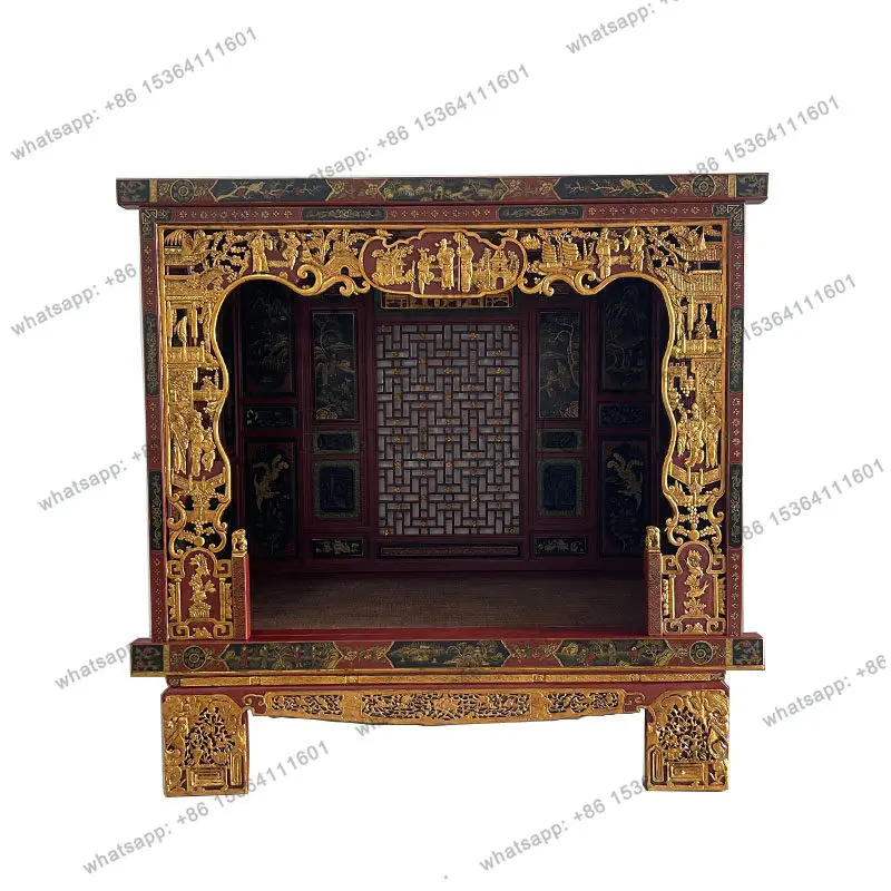 Classical Ming and Qing Dynasties handmade old wood carving flower shelf bed antique wood carving bed