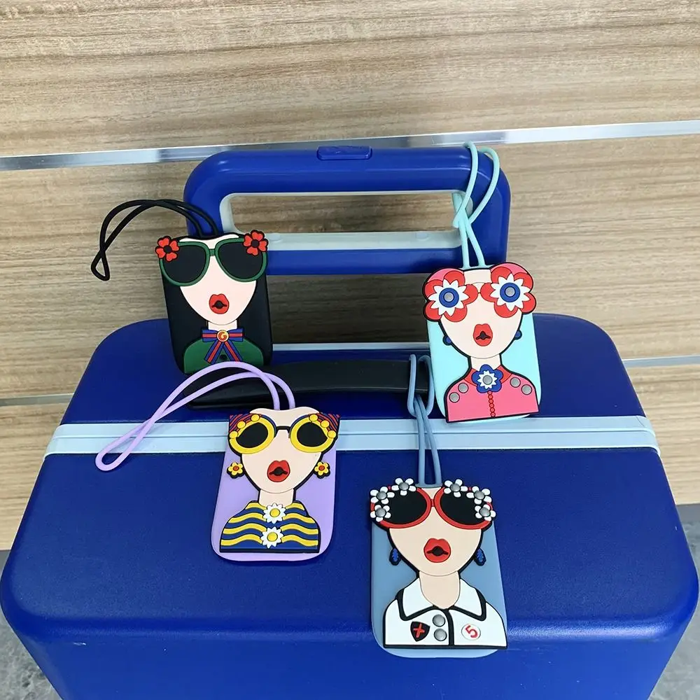 

New With Lanyard Pendant Silicone Luggage Tag Name Label Phone Label Soft Suitcase Tag Anti-lost Boarding Pass Tag Travel