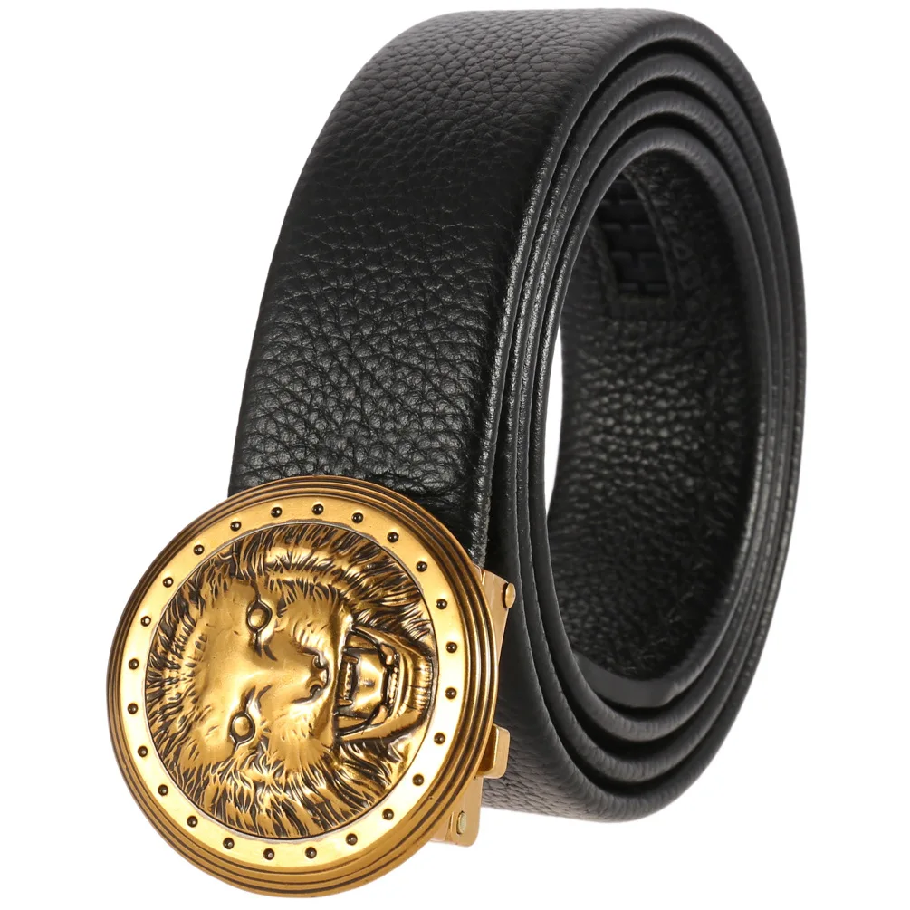 

n's Fashion Belt Cowhide Genuine Leather Strap For Leisure Youth Men Brand Vintage Jeans Belts With Gold Buckle