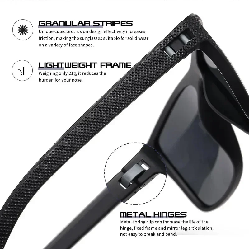 Fashion Square Polarized Sunglasses Men Women Retro Outdoor Sports Fishing Sun Glasses UV Resistant Male Goggle Shades UV400