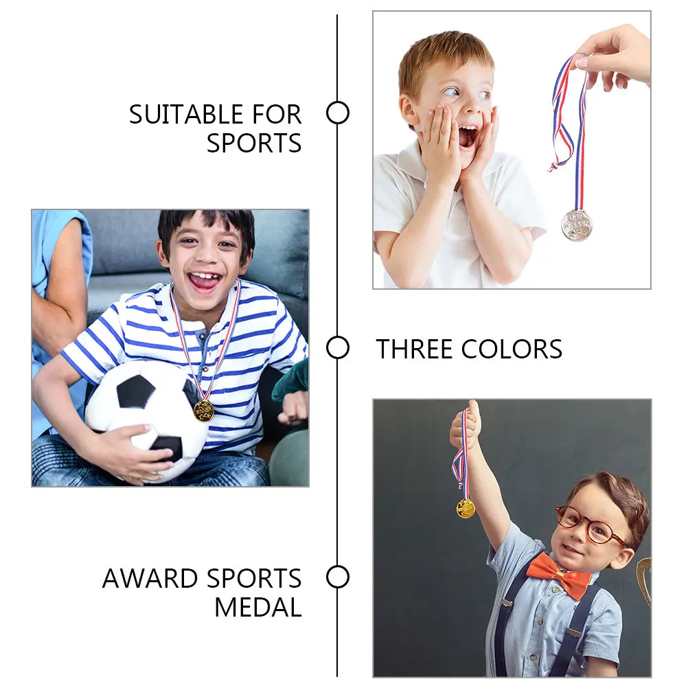 6 pezzi di nastri per medaglie, medaglie premio, premi colorati per le feste, premi per le competizioni dei bambini