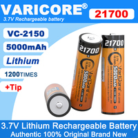 Original VariCore VC-2150 21700 3.7V 5000mAh Lithium ion Battery for Flashlight batteries+Pointed tip Grade A