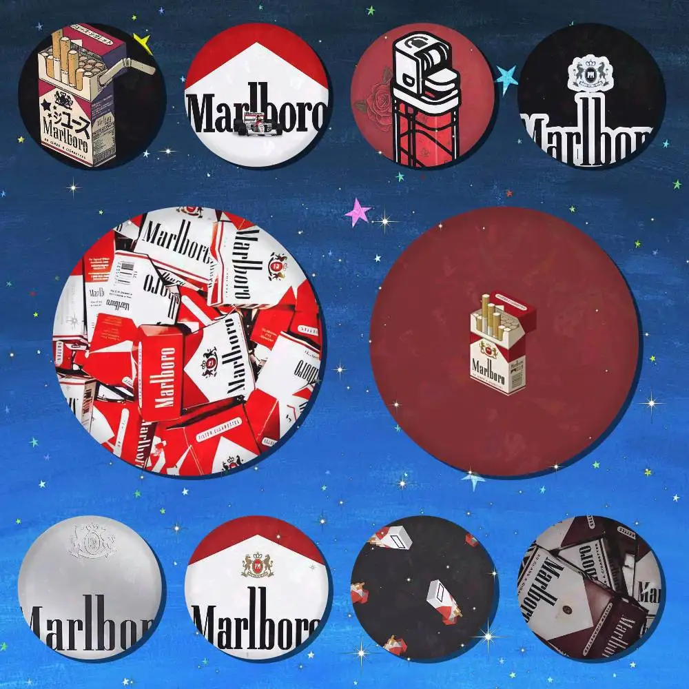 Broches Redondos de Dibujos Animados Cigarette-M-Marlboroes-S 75x75 25x25 mm para Mochila, Camisa, Accesorios, Joyería, Insignia, Regalo para Amigos