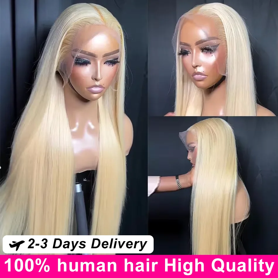 250 الكثافة شقراء 613 Hd الدانتيل الباروكة الأمامية 13x6 الخام مستقيم 100% خصلات الشعر المستعار الإنسان 40 50 بوصة الملونة الدانتيل الجبهة قبل قطعها شعر مستعار #1