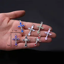 10 Pieces/Jewelry Catholic Mini Blue Cross Exorcism Pendant Jesus Accessories Handmade Cross Medal