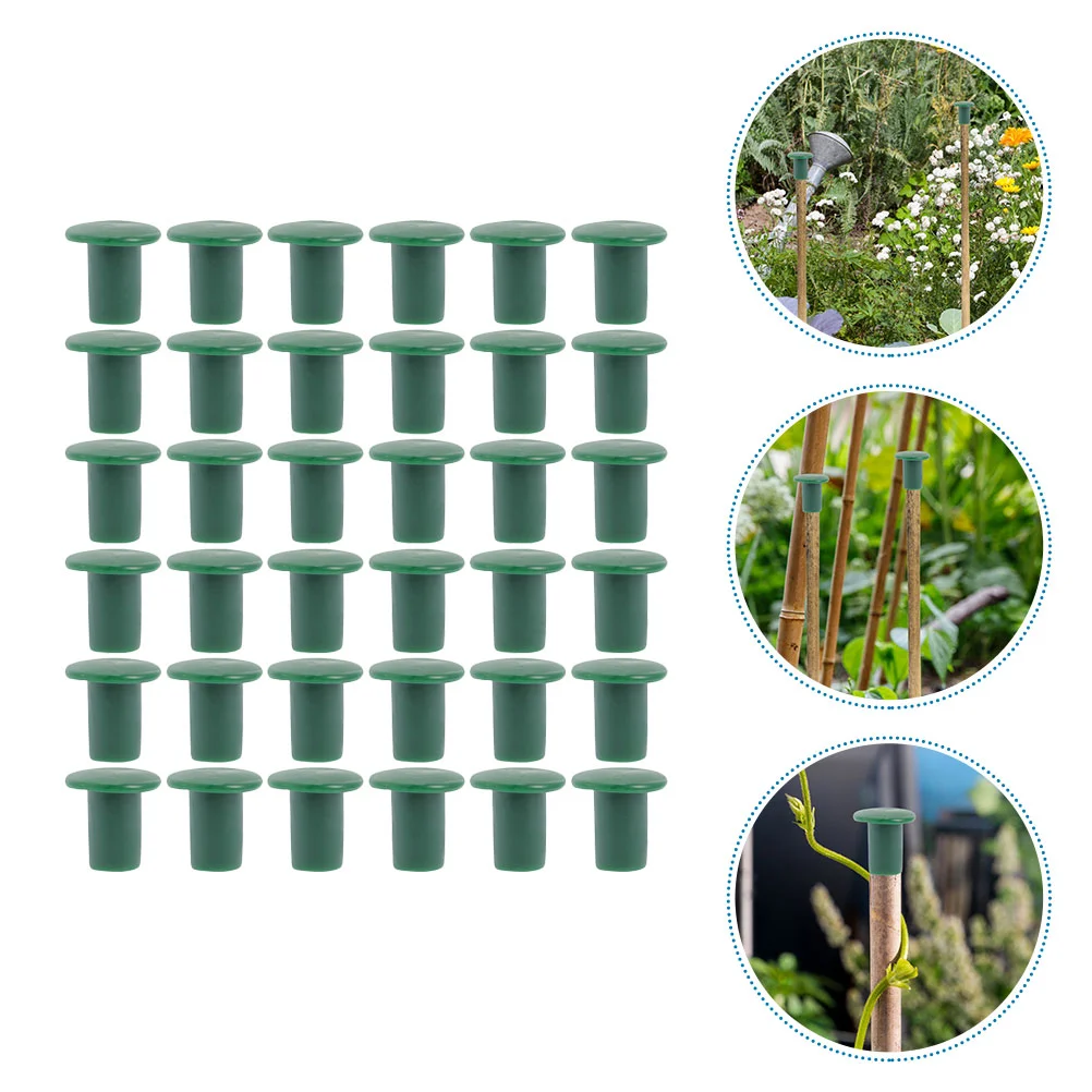 

48 Pcs Garden Bamboo Pole Set Plant Support Rod Topper Protectors Safety Corner Covers Fence Protective Caps Plastic for Cane