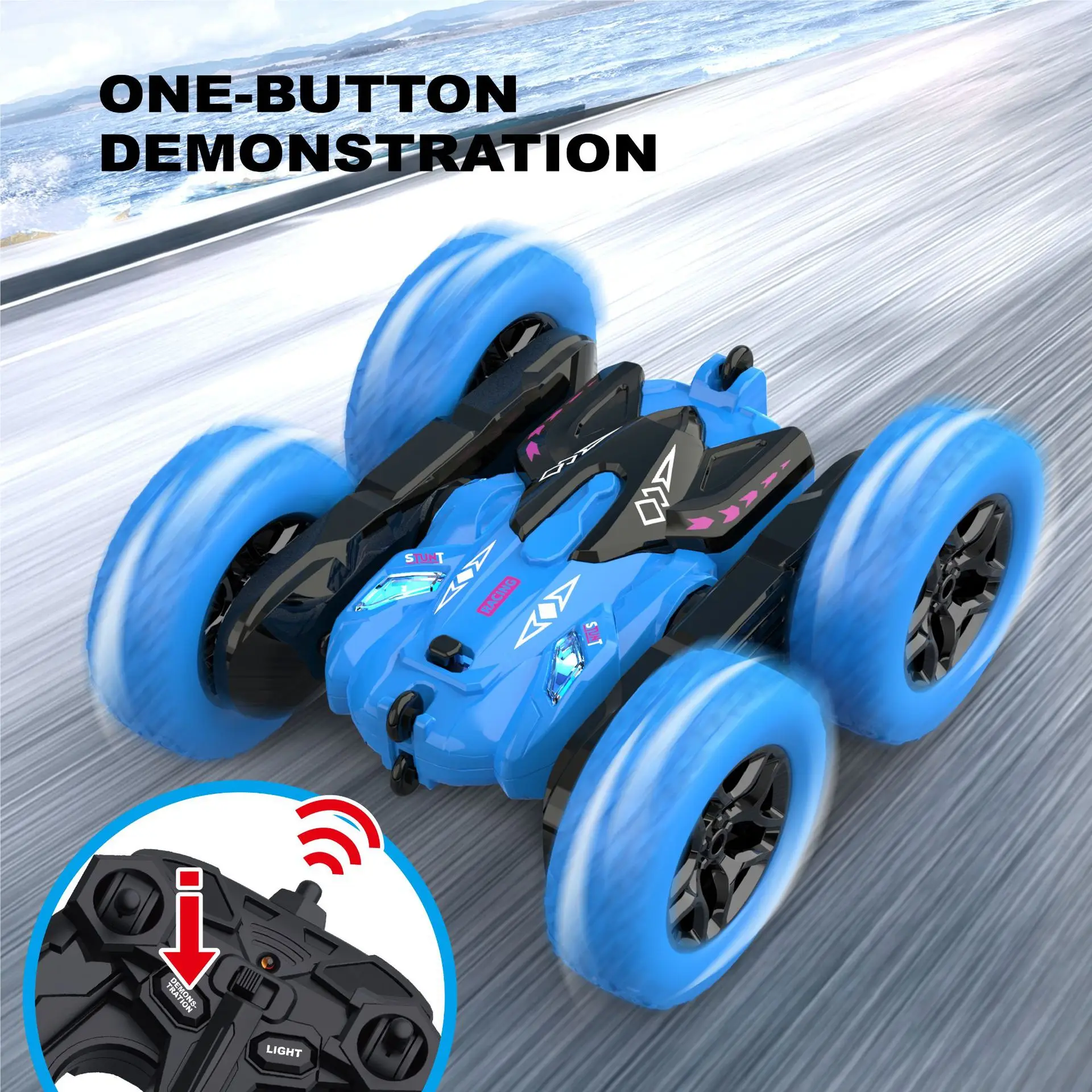 2.4G remote control double-sided car light stunt four-wheel drive dump car off-road children's remote control car toy car