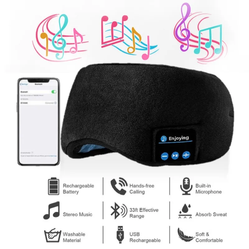 Fone Bluetooth Earphones Sports Sleeping Patch Elastic Wireless Headphones Music Eye Mask Wireless Bluetooth Headset Headband