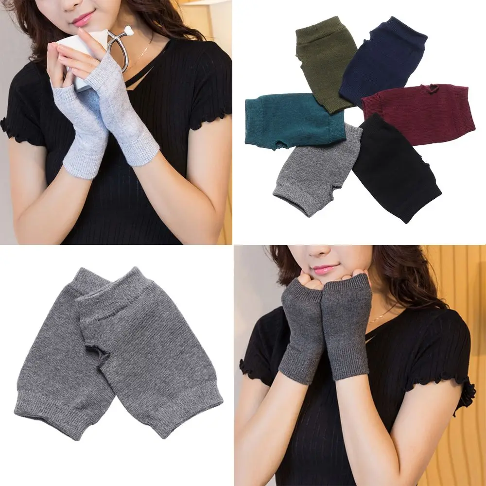 Winter gestrickte finger lose Woll handschuh warme feste Stretch-Halb handschuh Dame stricken kurze Kaschmir handschuhe für Frauen Mann